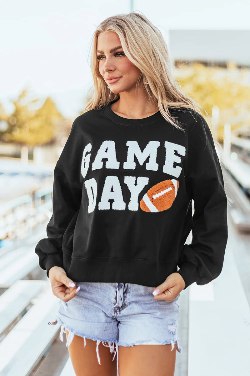 GAME DAY Round Neck Long Sleeve Sweatshirt